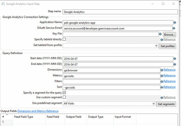 Google Analytics Input Step